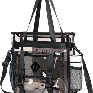 Heavy-Duty Clear Tote Bag 12x6x12 - Stylish & Water-Resistant for Events